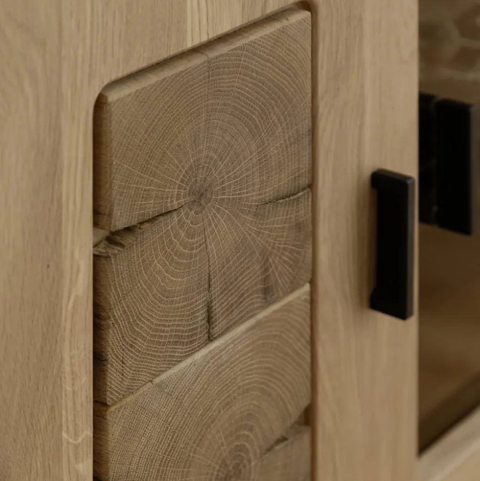 Schrankvitrine aus hellem Asteiche Massivholz - Losiamos