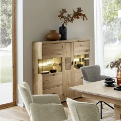 Schrankvitrine aus hellem Asteiche Massivholz - Losiamos