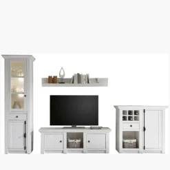 Schrankwand Chelles im weißem Landhaus-Stil (vierteilig)