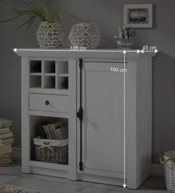 Schrankwand Chelles im weißem Landhaus-Stil (vierteilig)