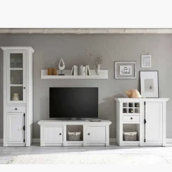 Schrankwand Chelles im weißem Landhaus-Stil (vierteilig)