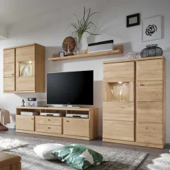 Schrankwand Smonia aus Wildeiche Bianco (vierteilig)