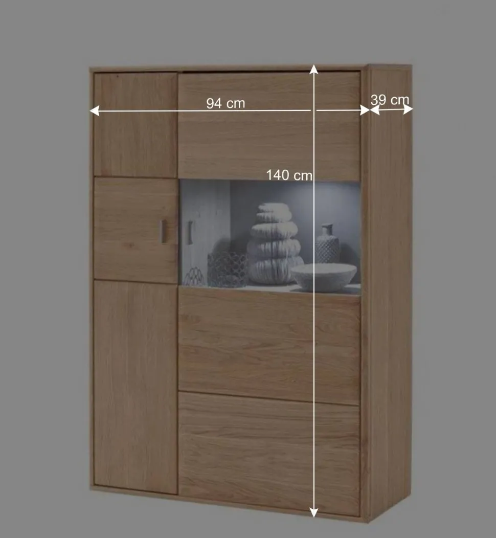 Schrankwand Vernella in Eiche Bianco (vierteilig)