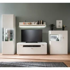 Schrankwand Wohnzimmer in Weiß - Hazime (vierteilig)