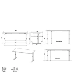 Schreibtisch & Rollcontainer - 3 Größen - Tila (zweiteilig)