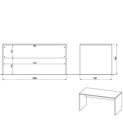 Schreibtisch & Rollcontainer 158x79 cm - Contrage (zweiteilig)