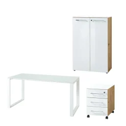Schreibtisch & Rollcontainer & Schrank - Laszlo (dreiteilig)