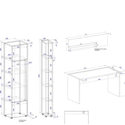 Schreibtisch & Schrank & Regale - Nonessia (vierteilig)