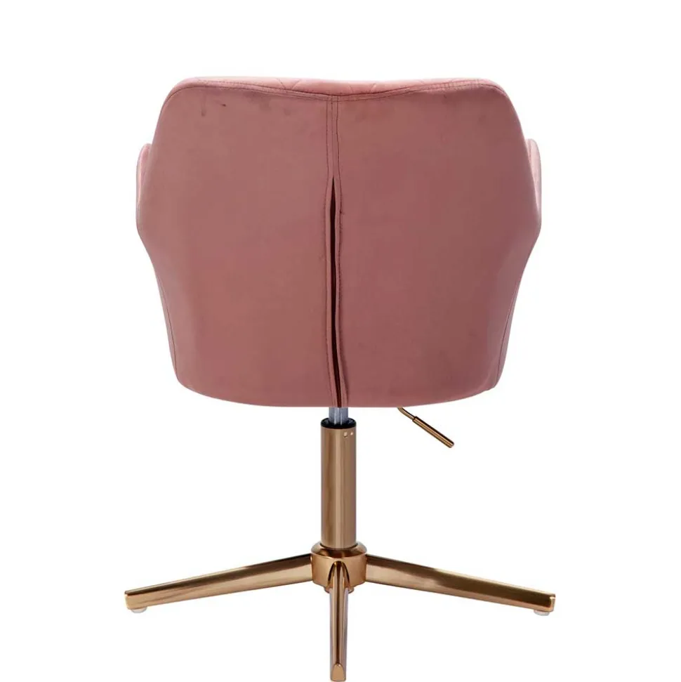 Schreibtisch Drehsessel in Rosa Samt - Tsinaton