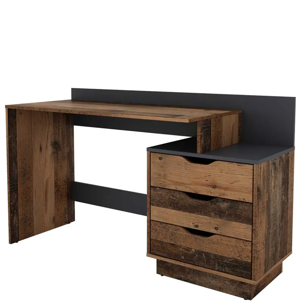 Schreibtisch in Altholz Optik mit Anthrazit - Georgia