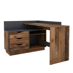 Schreibtisch in Altholz Optik und Anthrazit - Egona