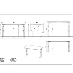 Schreibtisch in Hellgrau und Weiß - Topper