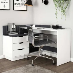 Schreibtisch in Weiß und Anthrazit - Hugadano