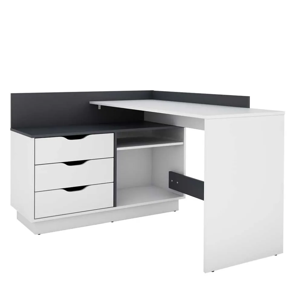 Schreibtisch in Weiß und Anthrazit - Hugadano