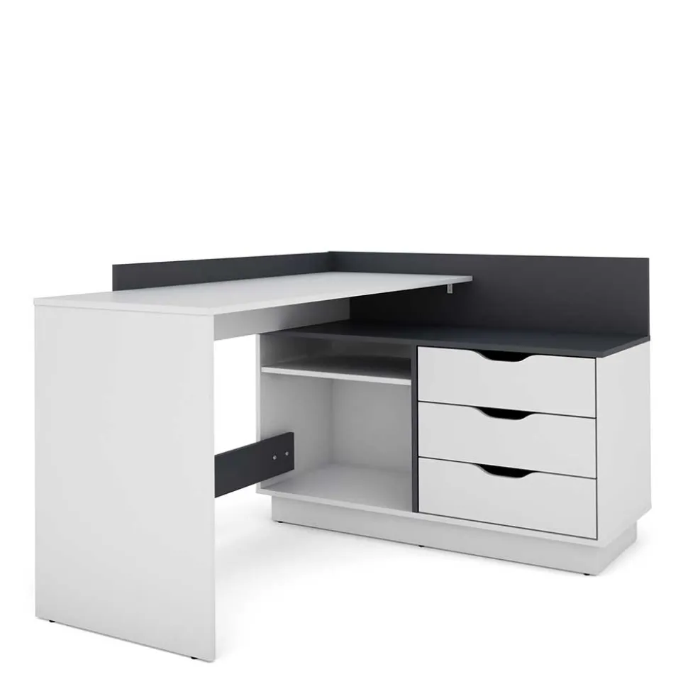 Schreibtisch in Weiß und Anthrazit - Hugadano
