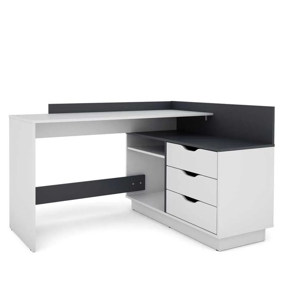 Schreibtisch in Weiß und Anthrazit - Hugadano