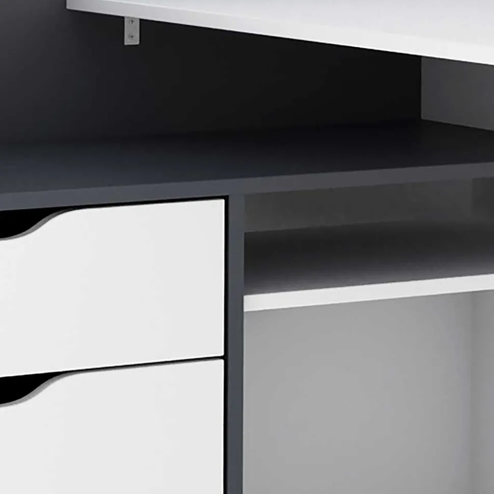 Schreibtisch in Weiß und Anthrazit - Hugadano