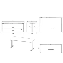 Schreibtisch Kombination in Dunkelgrau - Espnoz (zweiteilig)