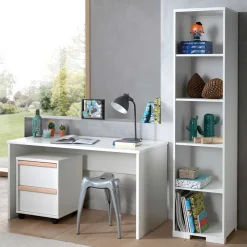 Schreibtisch Möbelset in Weiß - Eldrus (dreiteilig)