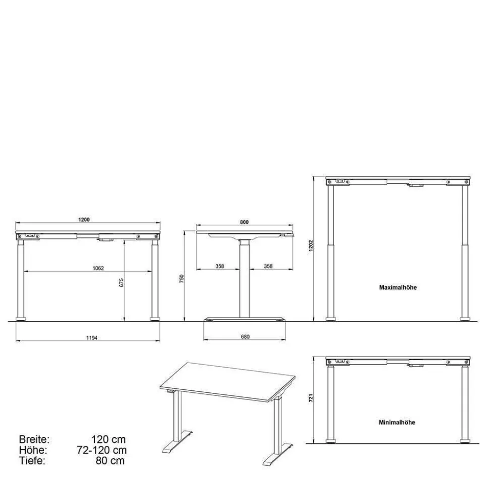 Schreibtisch mit elektrischer Höhenverstellung - Rapinus