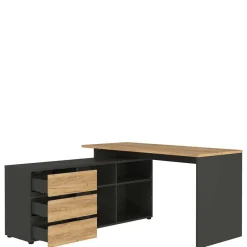 Schreibtisch mit Regal - 4 Fächer & 3 Schubladen - Contrage