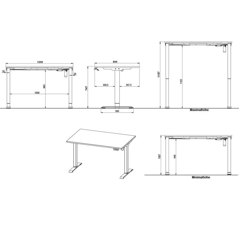 Schreibtisch mit Rollcontainer Set - Chilena (zweiteilig)