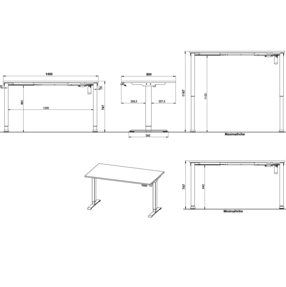 Schreibtisch mit Rollcontainer Set - Chilena (zweiteilig)