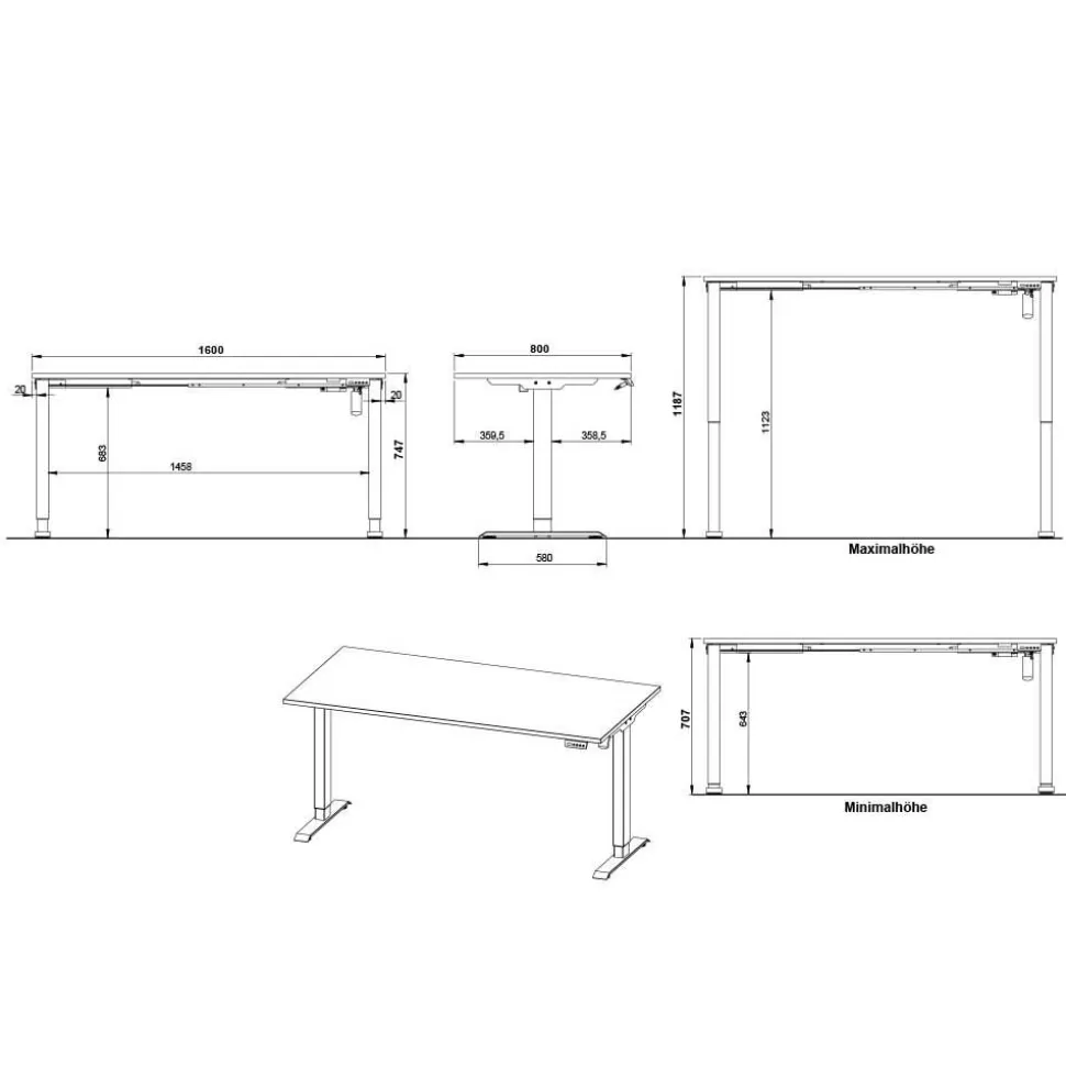 Schreibtisch mit Rollcontainer Set - Chilena (zweiteilig)