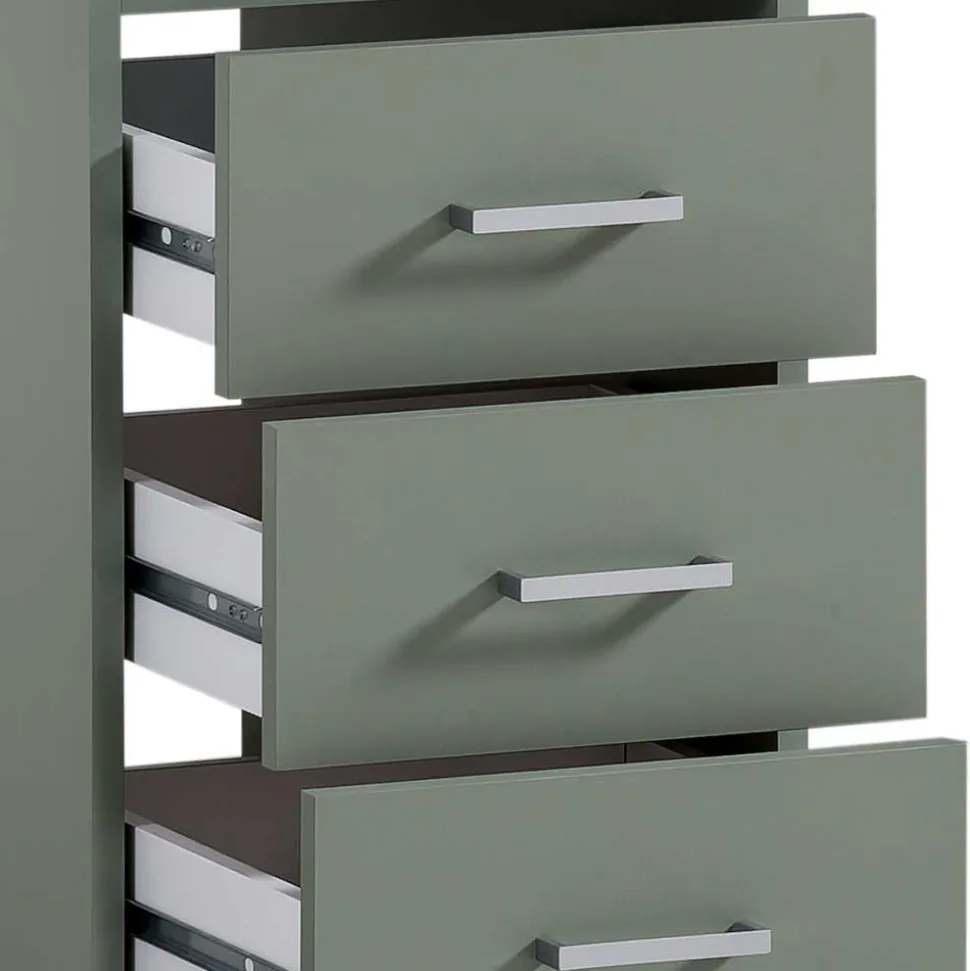 Schreibtisch mit Schubladen in Graugrün - Fegura