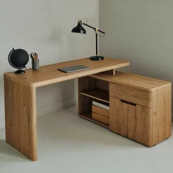 Schreibtisch mit Seitenregal in Eiche Optik - Abacho