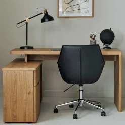 Schreibtisch mit Seitenregal in Eiche Optik - Abacho