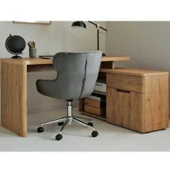 Schreibtisch mit Seitenregal in Eiche Optik - Abacho