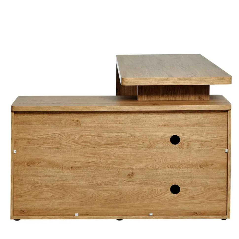 Schreibtisch mit Seitenregal in Eiche Optik - Abacho