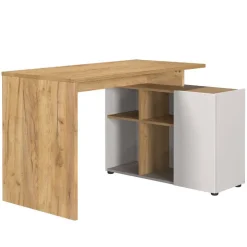 Schreibtisch mit Seitenregal in Hellgrau - Chiron