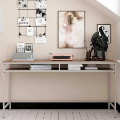 Schreibtisch mit Staufach in Walnuss Optik - Streetline