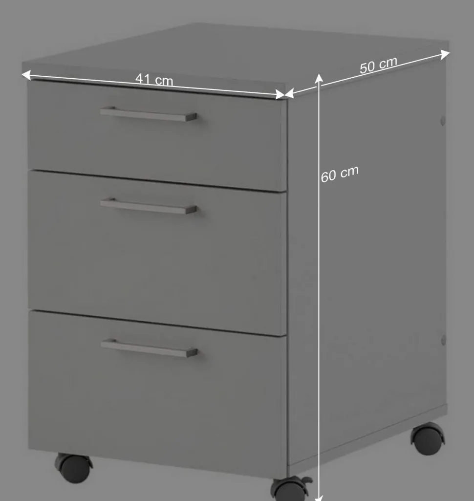 Schreibtisch Rollcontainer in Lichtgrau 41x60x50 - Bowsla
