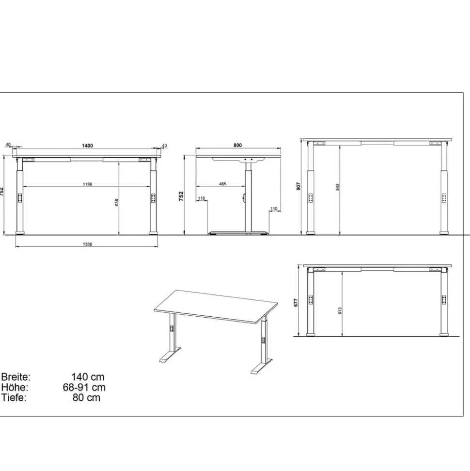 Schreibtisch zum Sitzen und Stehen - Relaxes