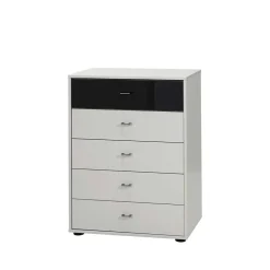 Schubkastenkommode Louisonna in Weiß Schwarz