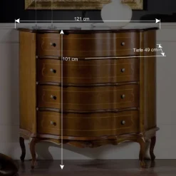 Schubladen Kommode in Nussbaum Dentro im Barockstil