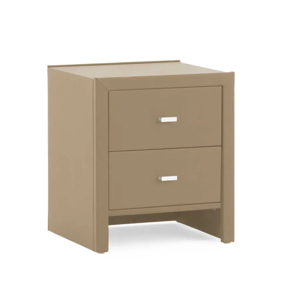 Schubladen Nachtschrank Clairy in Kunstleder Beige