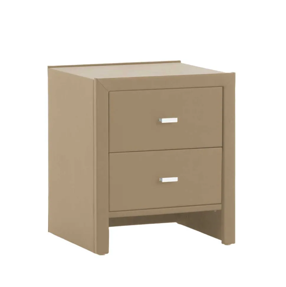 Schubladen Nachtschrank Clairy in Kunstleder Beige