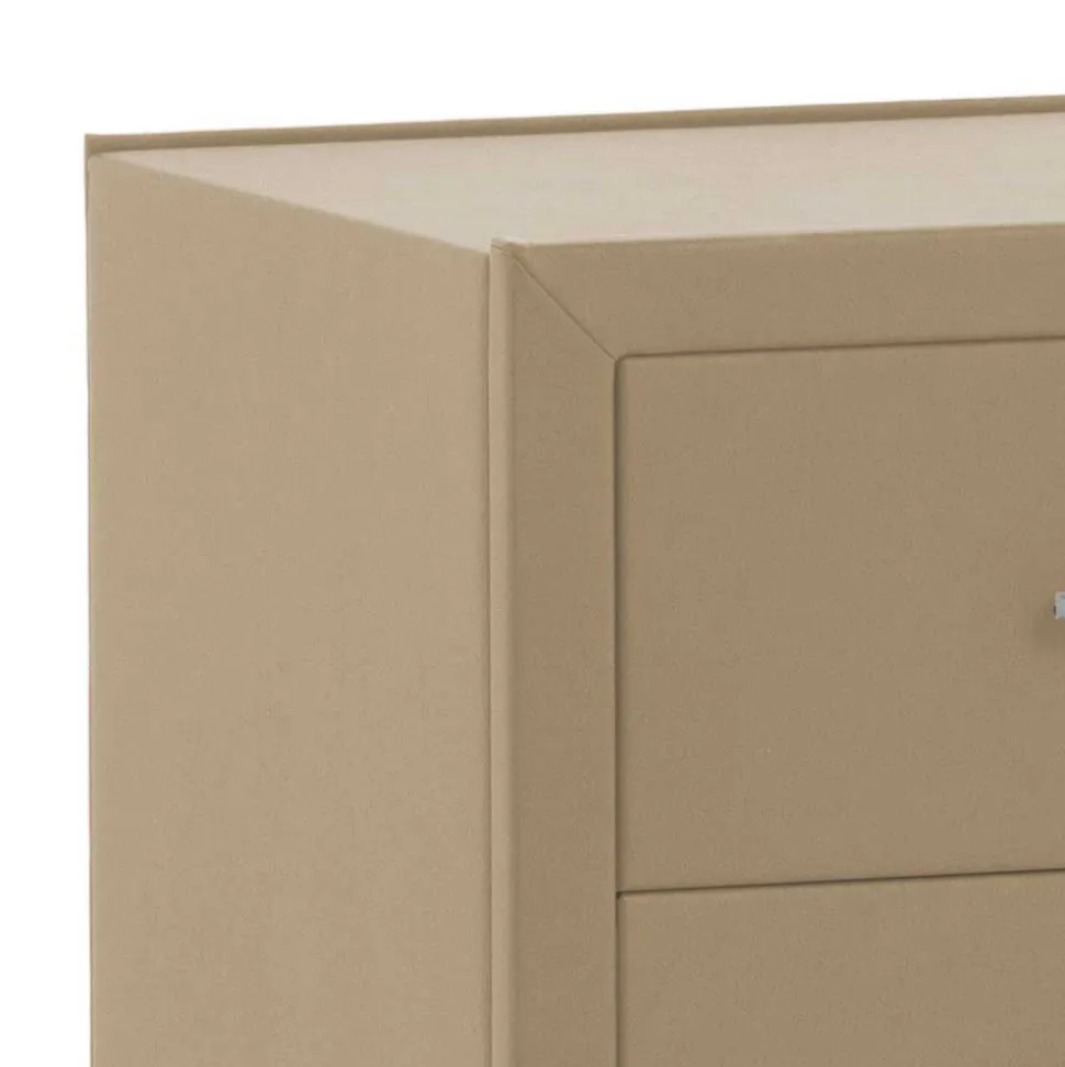 Schubladen Nachtschrank Clairy in Kunstleder Beige