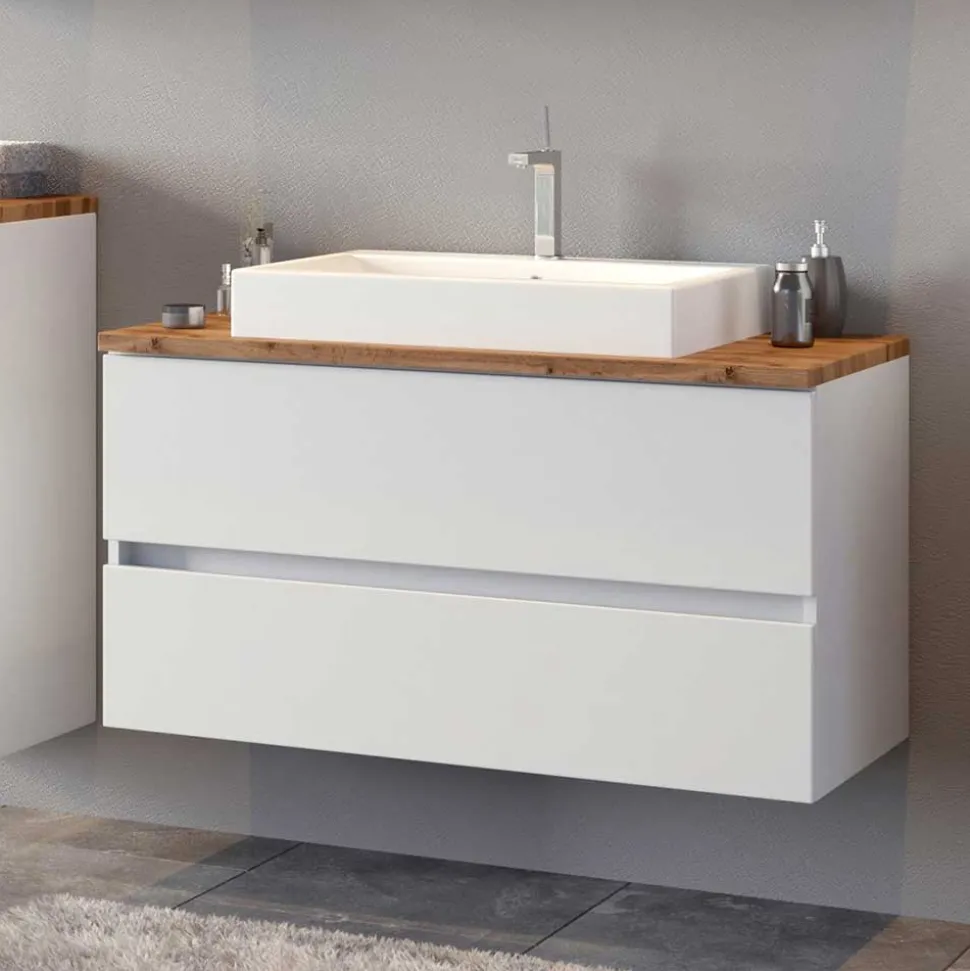 Schubladen Waschkonsole mit Aufsatz-Becken - Misbonas