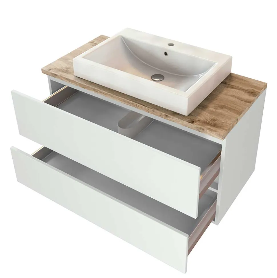 Schubladen Waschkonsole mit Aufsatz-Becken - Misbonas