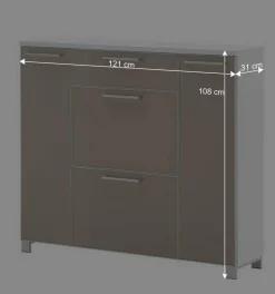 Schuhaufbewahrung Srocca in Taupe Glas beschichtet Weiß