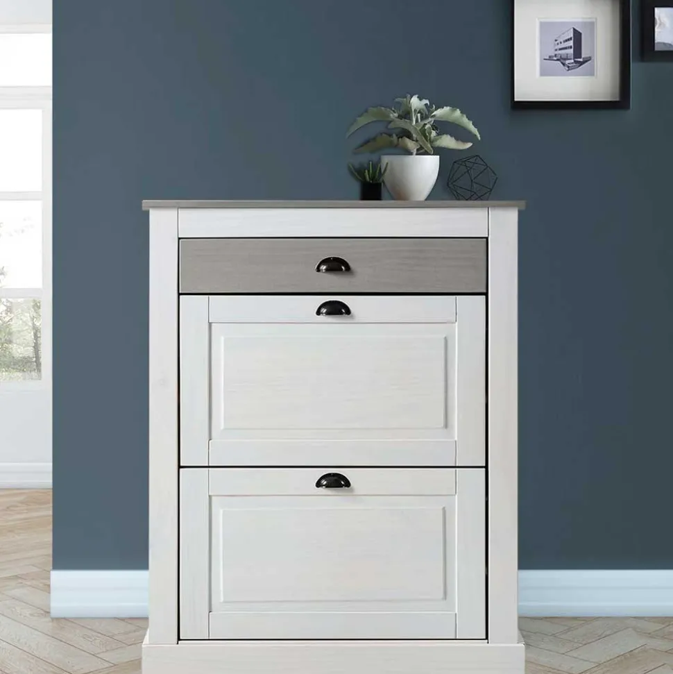 Schuhkipper in Weiß mit Grau - Lucasario