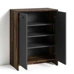 Schuh-Kommode in Anthrazit und Altholz NB - Oktaria