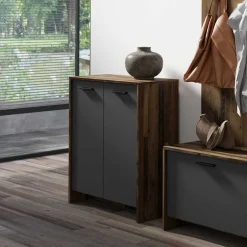 Schuh-Kommode in Anthrazit und Altholz NB - Oktaria