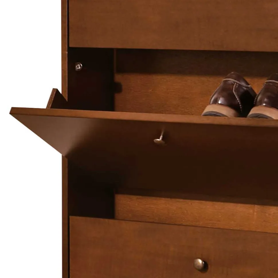 Schuhkommode in Nussbaum - 78x157x21 cm - Lemerzi