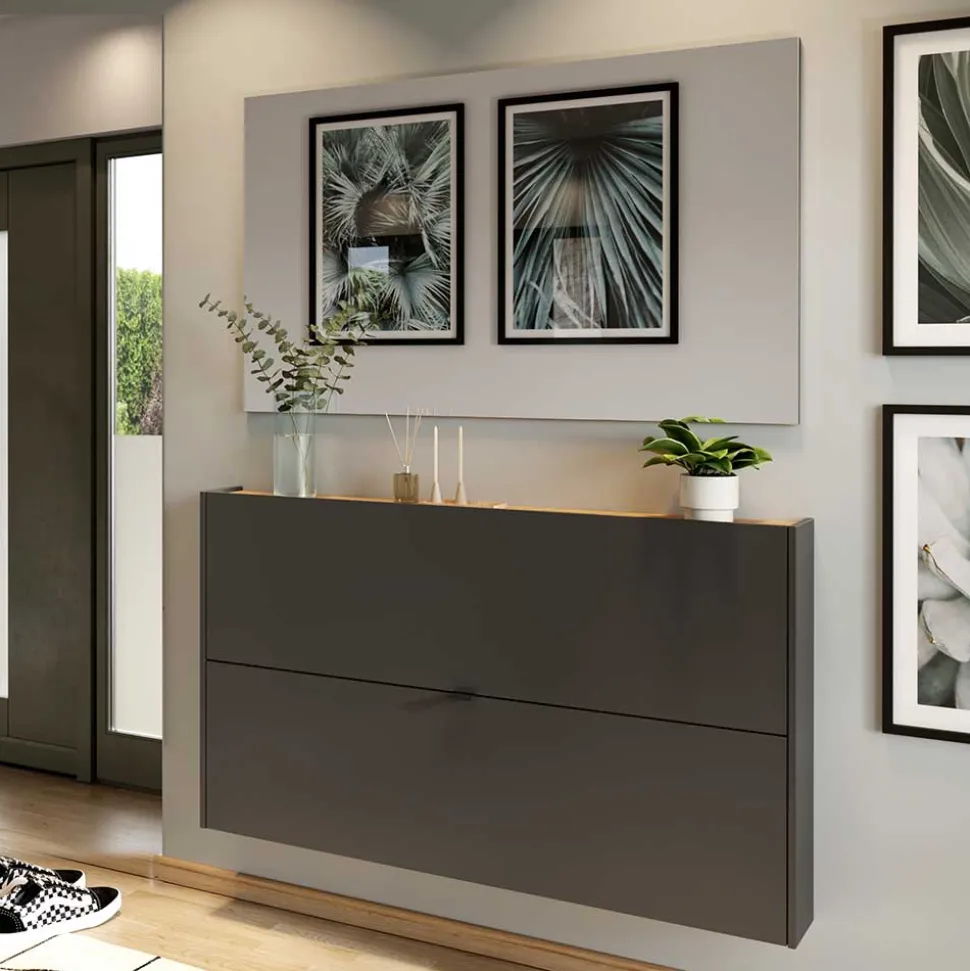 Schuhkommode und Spiegel Set - Sidgarus (zweiteilig)